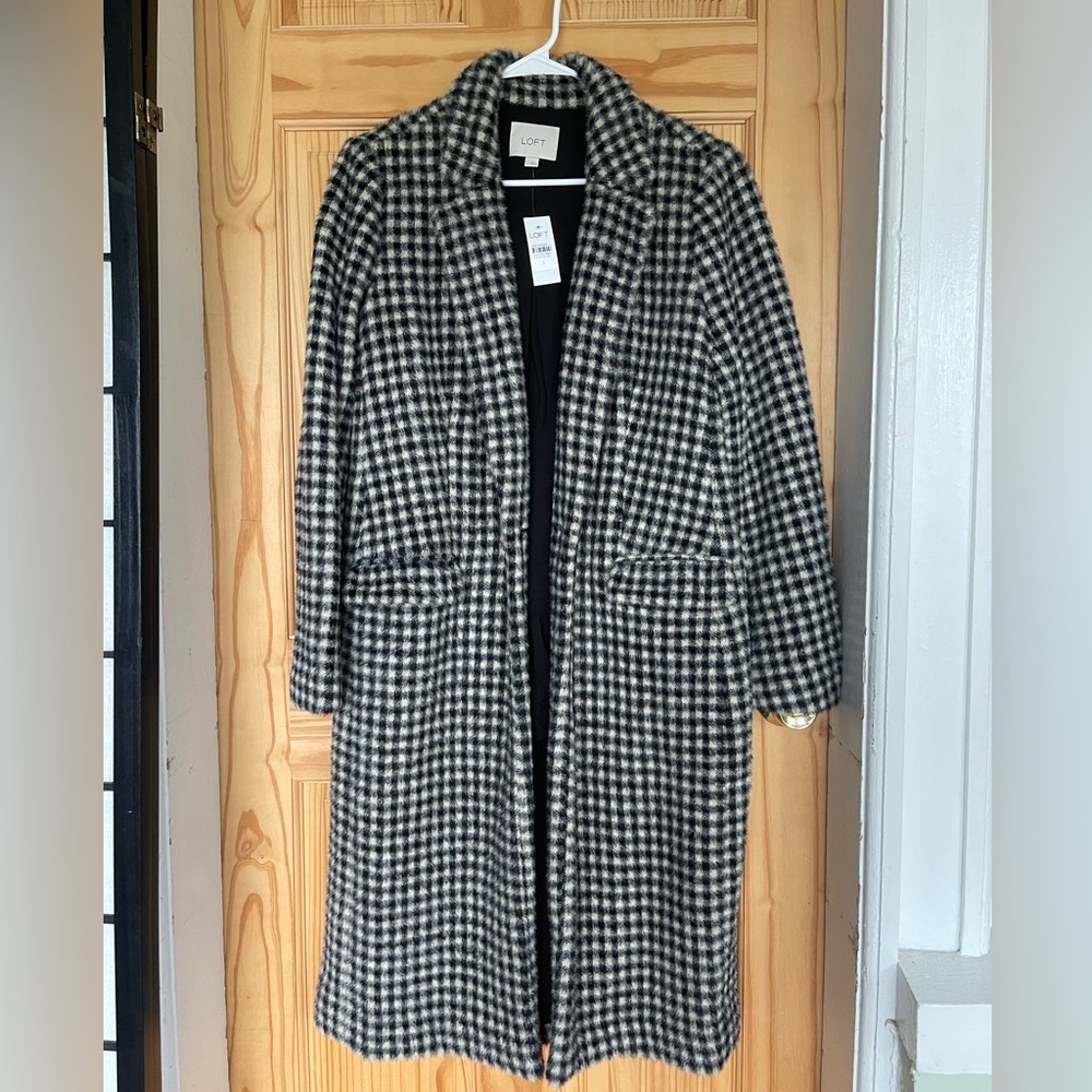 Loft Black Multi-checkered Coat
